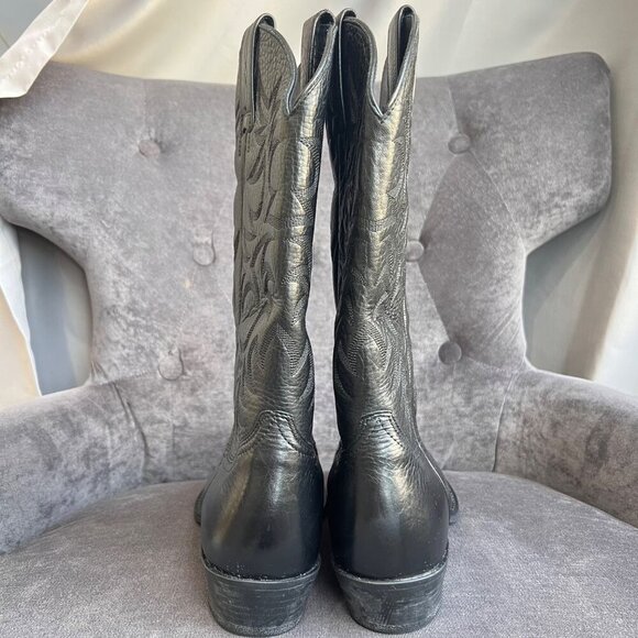 Ariat Heritage R Toe Western Cowboy Boots – Black Deertan Leather Men’s Size 9D - Picture 5 of 11